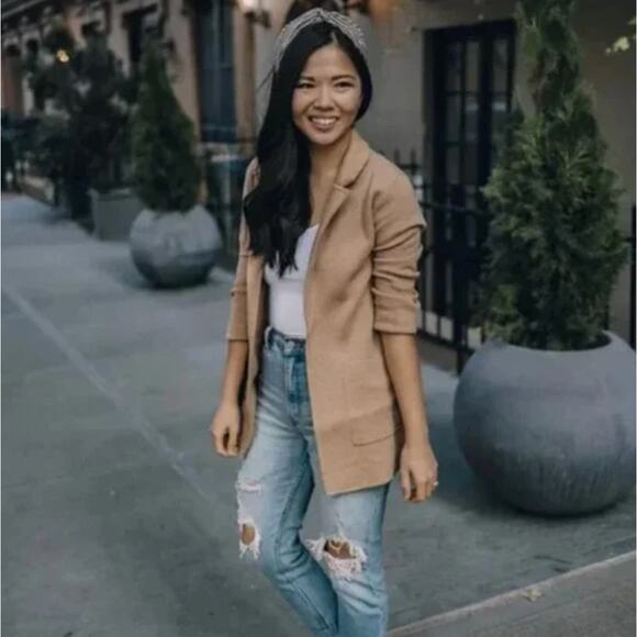 J.Crew Jackets & Blazers - J. CREW Sophie Open Front Sweater Blazer Tan Camel {Y37}